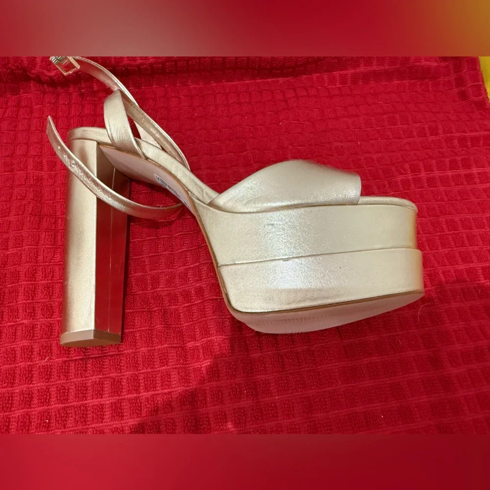 Schutz Kaila Heel in Platina size 9.5..